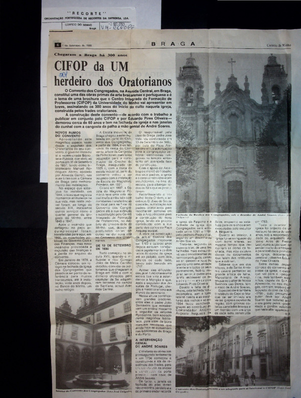  CIFOP da UM herdeiro dos Oratorianos 