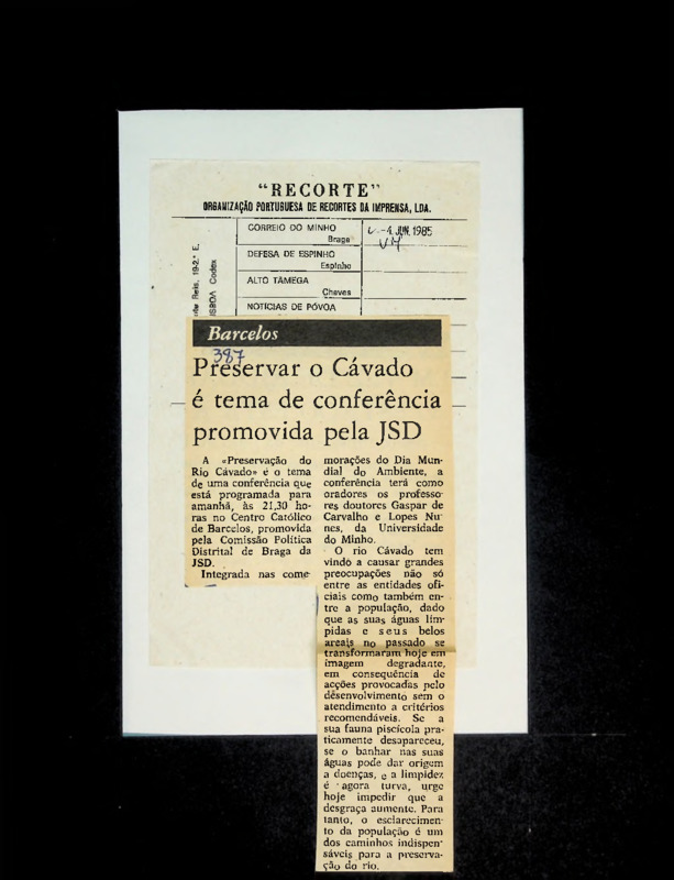  Preservar o Cávado é tema de conferência promovida pela JSD 