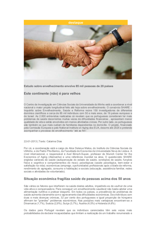  Este continente (não) é para velhos 