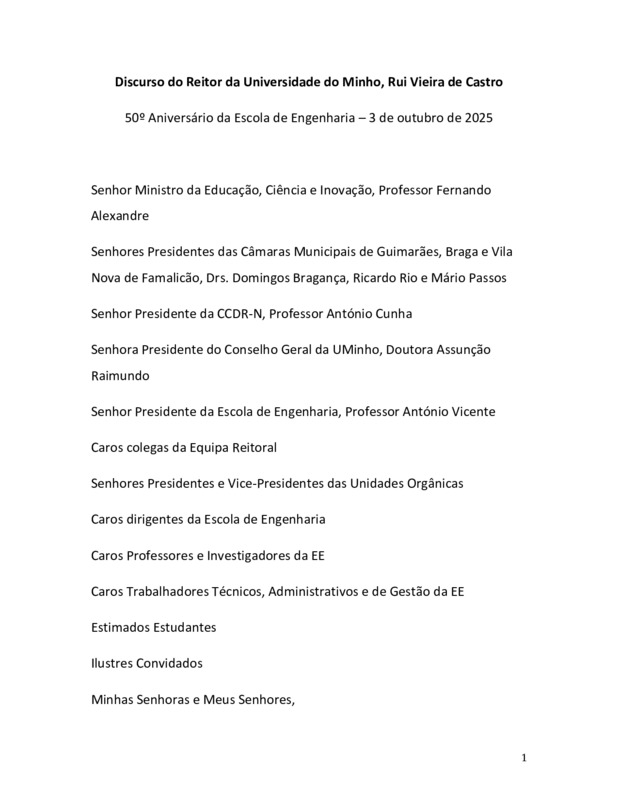  Discurso do Reitor da Universidade do Minho, Rui Vieira de Castro 