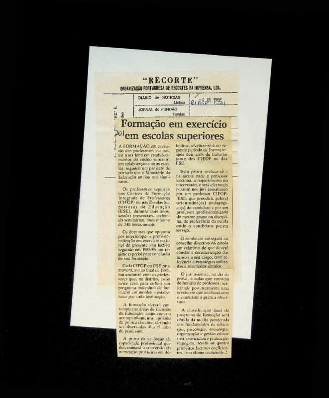  Formação em exercício em escolas superiores 