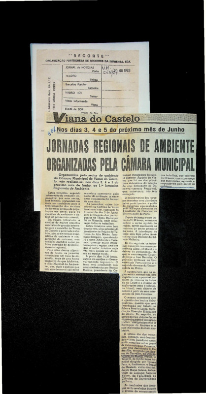 Nos dias 3, 4 e 5 do próximo mês de Junho: Jornadas Regionais de Ambiente organizadas pela Câmara Municipal 