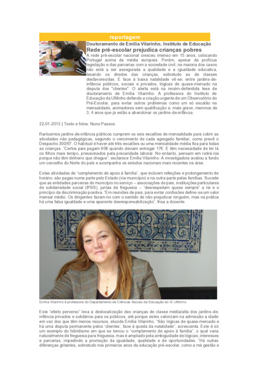  Rede pré-escolar prejudica crianças pobres 