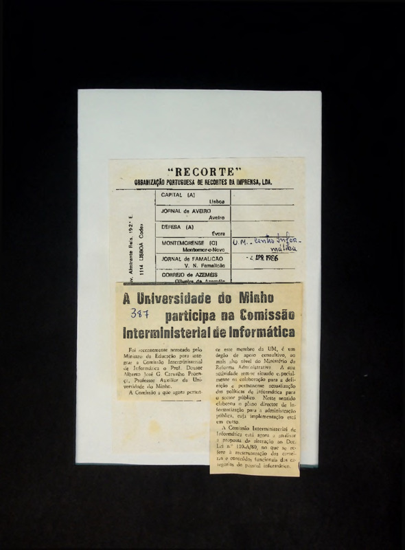  A Universidade do Minho participa na Comissão Interministerial de Informática 