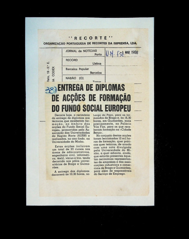  Entrega de diplomas de acções de formação do Fundo Social Europeu 