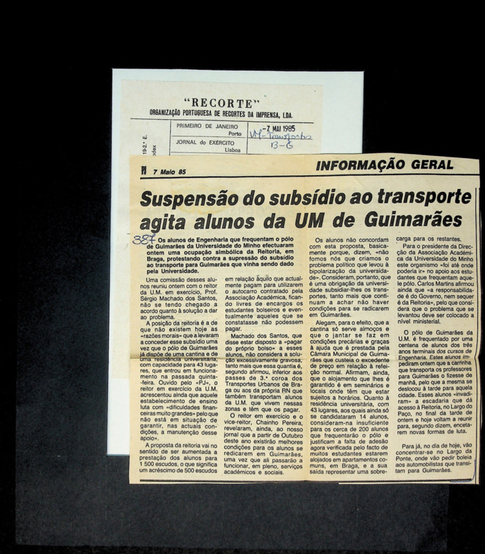  Suspensão do subsídio ao transporte agita alunos da UM de Guimarães 