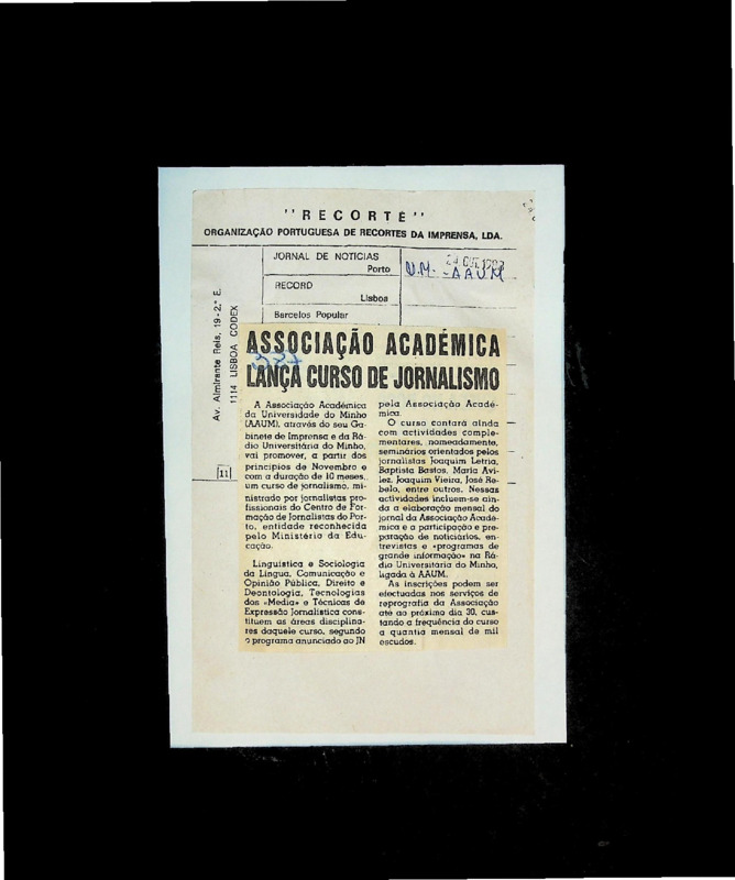  Associação Académica lança curso de jornalismo 