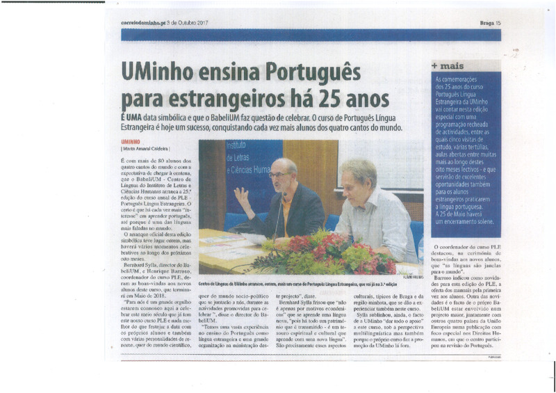  UM ensina Português para estrangeiros há 25 anos 