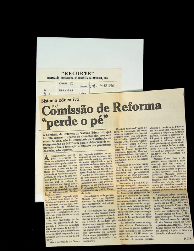  Sistema educativo: Comissão de Reforma 