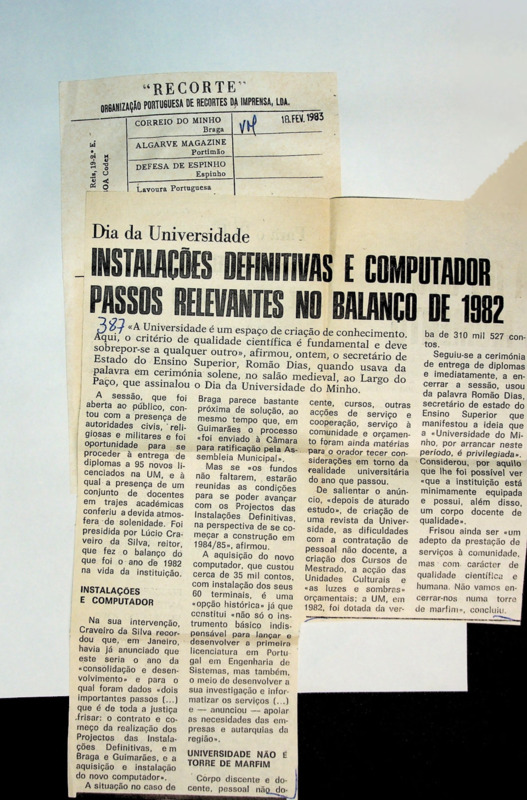  Dia da Universidade : instalações definitivas e computador passos relevantes no balanço de 1982 