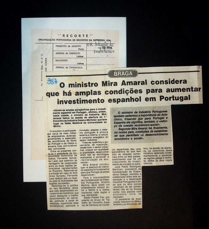  O ministro Mira Amaral considera que há amplas condições para aumentar investimento espanhol em Portugal 