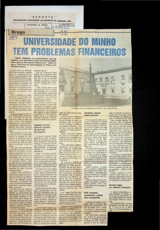  Universidade do Minho tem problemas financeiros 