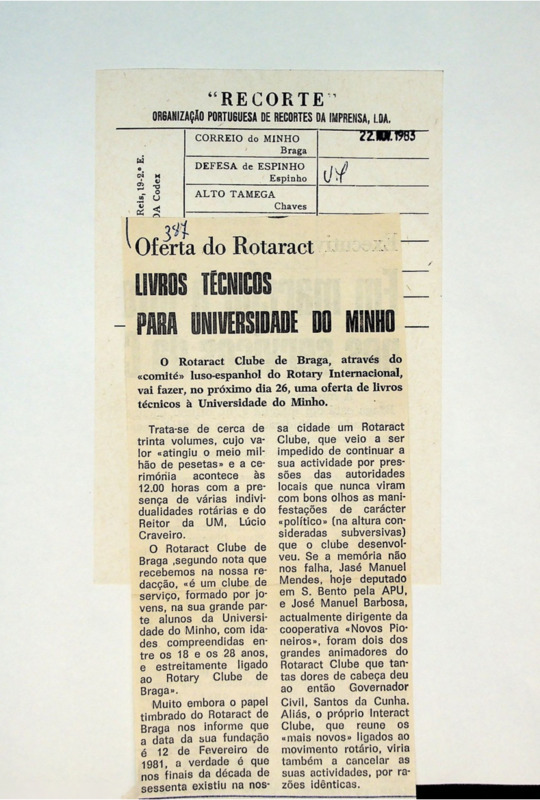  Oferta do Rotaract - Livros técnicos para Universidade do Minho 