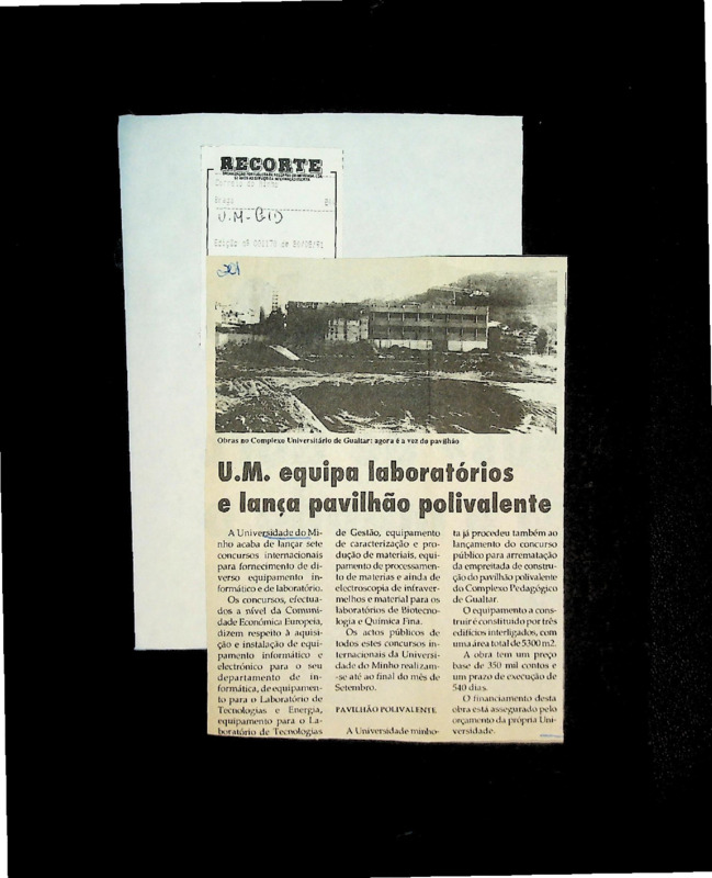  U.M. equipa laboratórios e lança pavilhão polivalente 