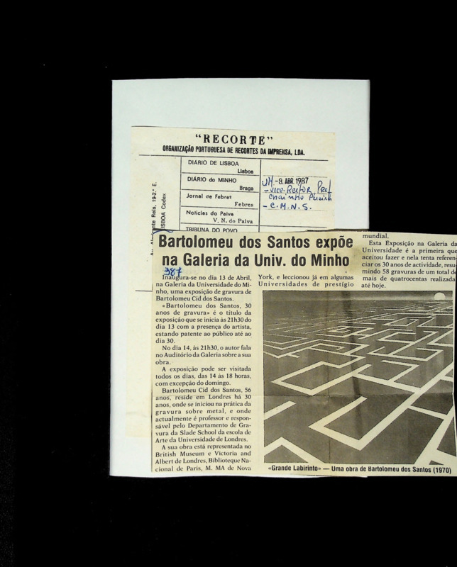  Bartolomeu dos Santos expõe na Galeria da Univ. do Minho 