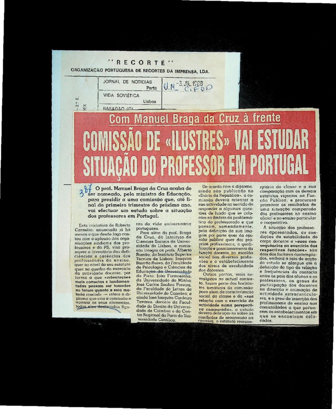  Com Manuel Braga da Cruz à Frente: comissão de 