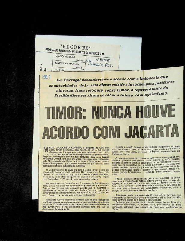  Timor: Nunca houve acordo com Jacarta 