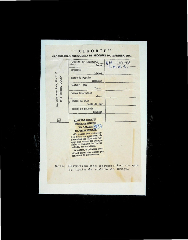  Eduarda Coquet expõe desenhos na galeria da Universidade 