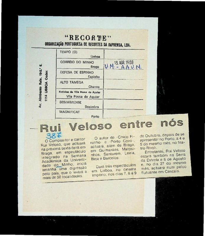  Rui Veloso entre nós 