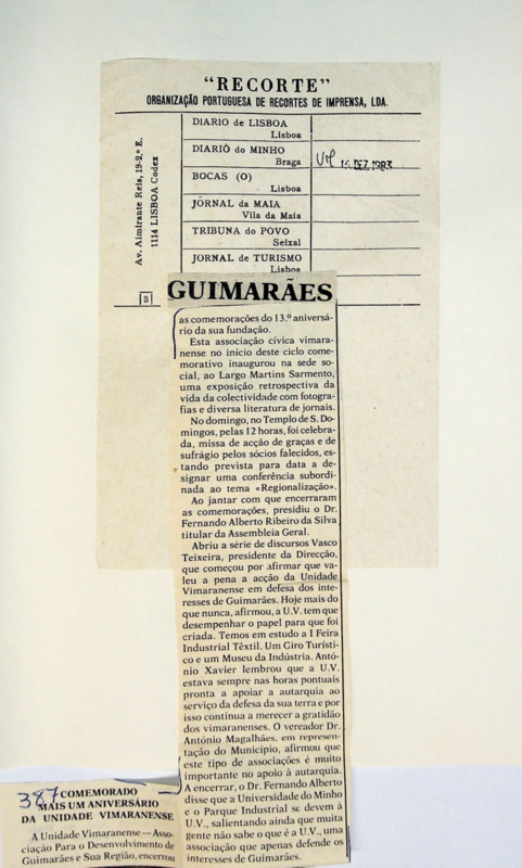  Comemorado mais um aniversário da Unidade Vimaranense 