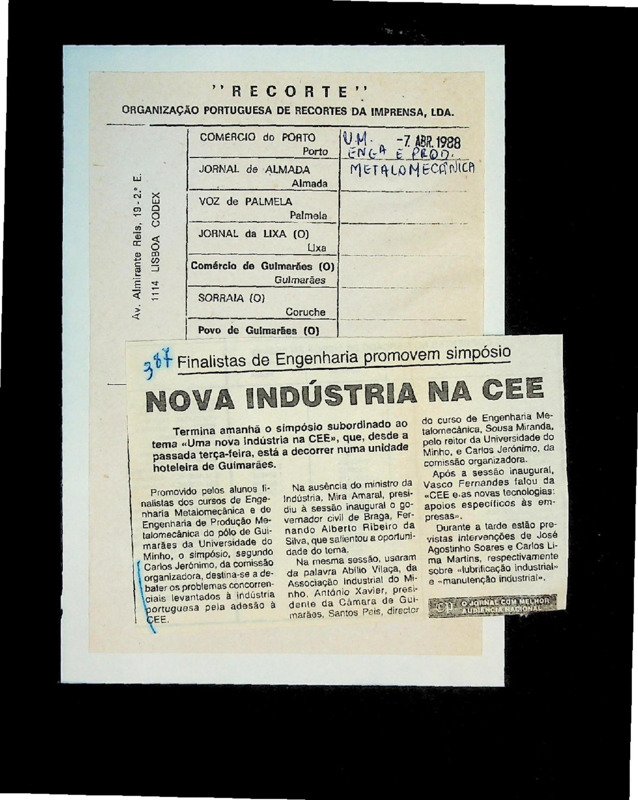  Finalistas de engenharia promovem simpósio: nova indústria na CEE 