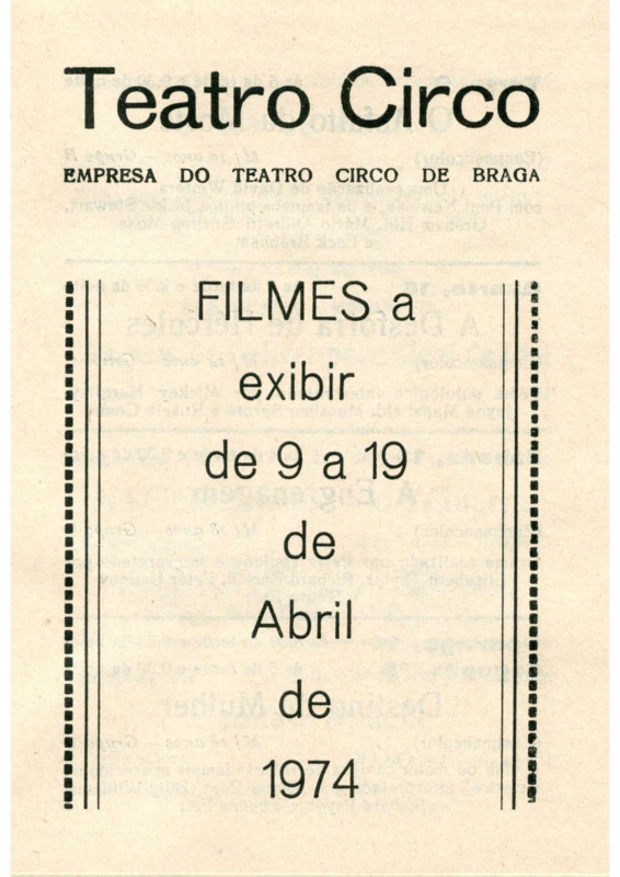  Filmes a exibir de 09 de Abril a 19 de Abril 