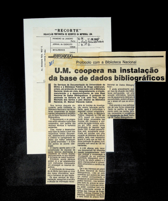  Protocolo com a biblioteca nacional - U. M. coopera na instalação da base de dados bibliográficos 