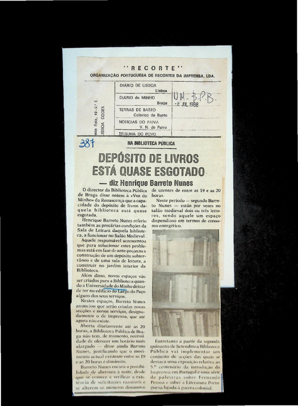 Depósito de livros está quase esgotado - diz Henrique Barreto Nunes 