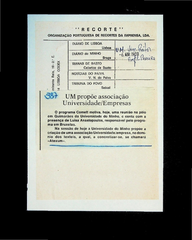  UM propõe associação Universidade/Empresas 