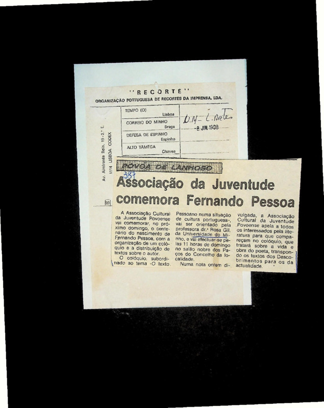  Associação da Juventude comemora Fernando Pessoa 