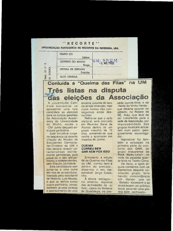  Conluída a “Queima das Fitas” na UM: três listas na disputa das eleições da Associação 