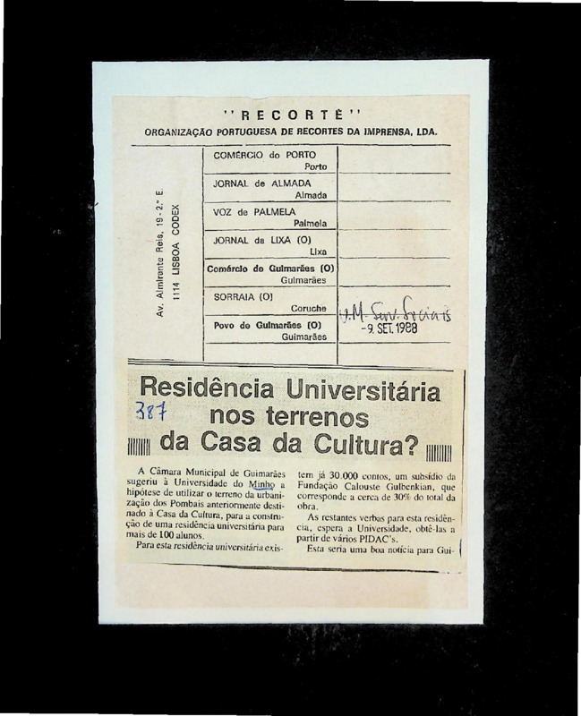  Residência universitária nos terrenos da Casa da Cultura? 