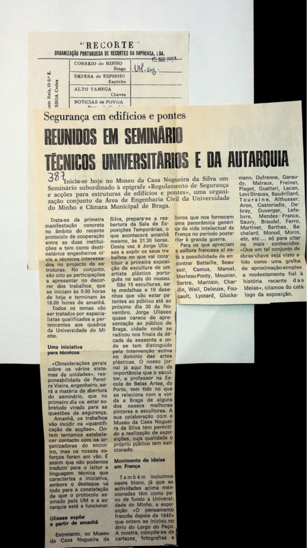  Segurança em edifícios e pontes - Reunidos em Seminário técnicos universitários e da autarquia 