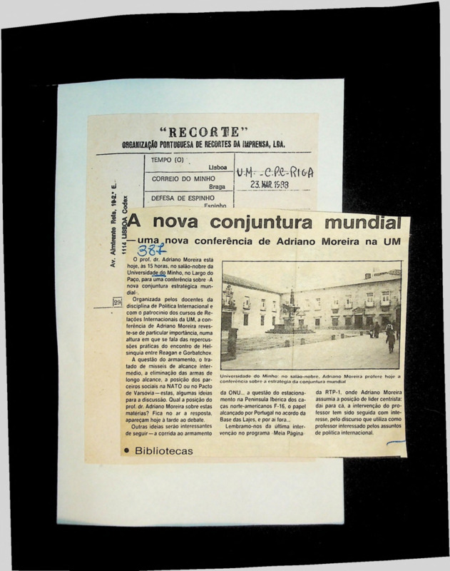  A nova conjuntura mundial: uma nova conferência de Adriano Moreira na UM 