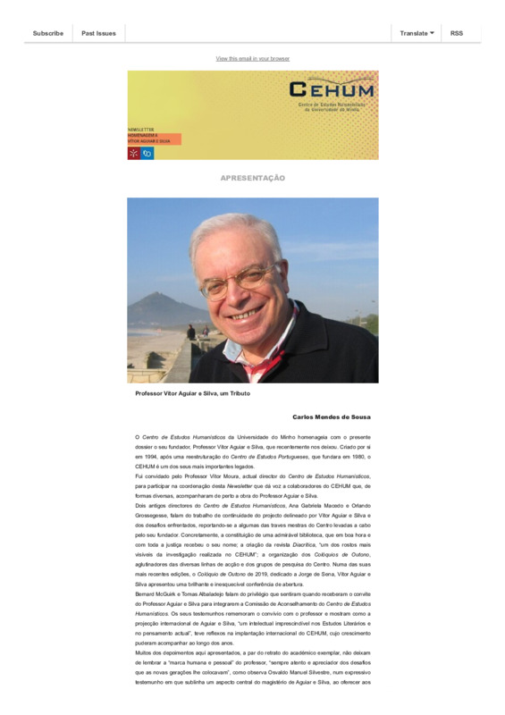  Newsletter CEHUM (Homenagem a Vítor Aguiar e Silva) 