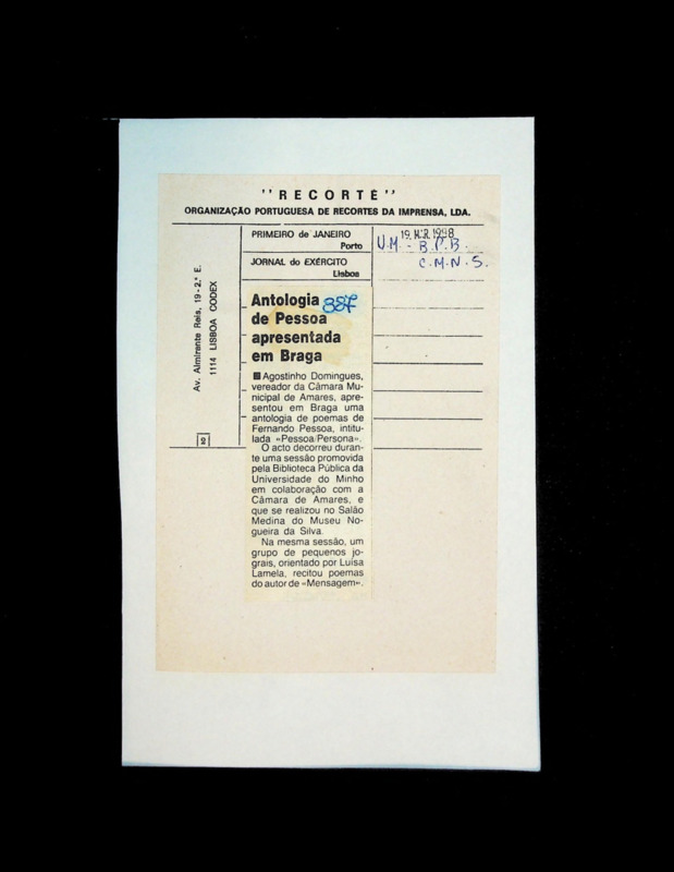  Antologia de Pessoa apresentada em Braga 