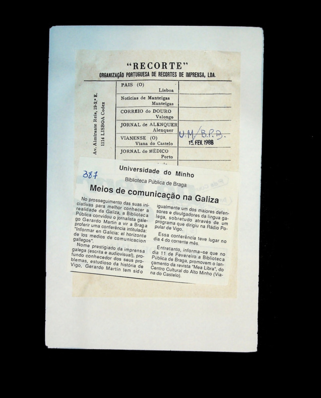  Universidade do Minho - Biblioteca Pública de Braga: Meios de comunicação na Galiza 