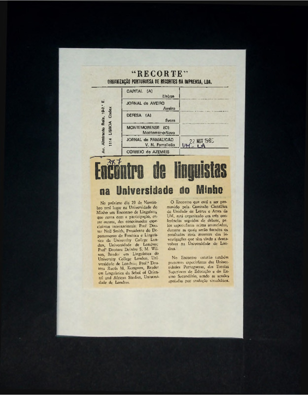  Encontro de linguistas na Universidade do Minho 