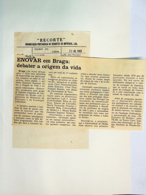  ENOVAR em Braga : debater a origem da vida 