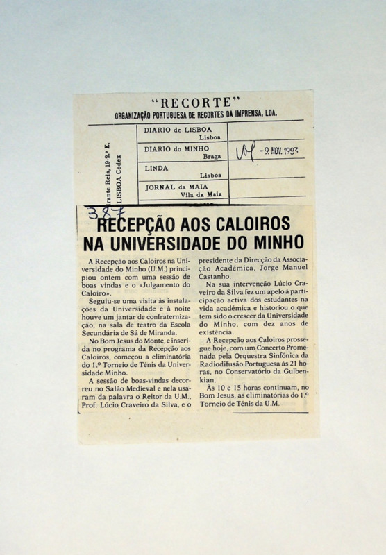  Recepção aos caloiros na Universidade do Minho 