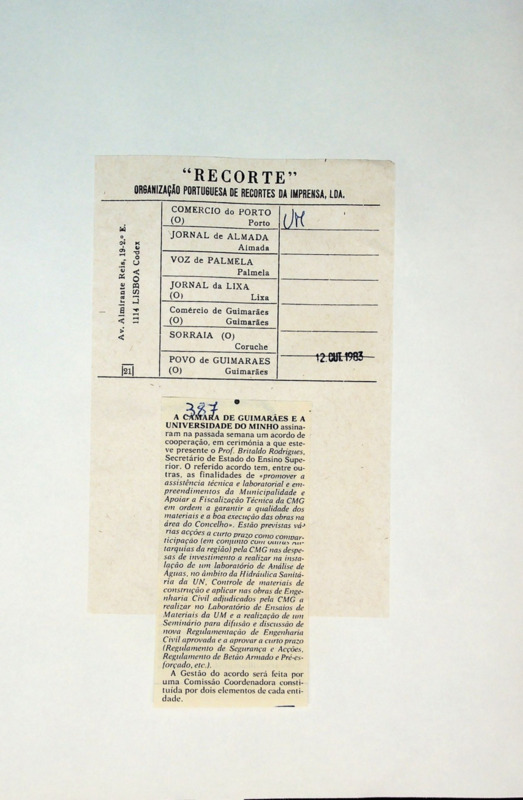  A Câmara de Guimarães e a Universidade do Minho 