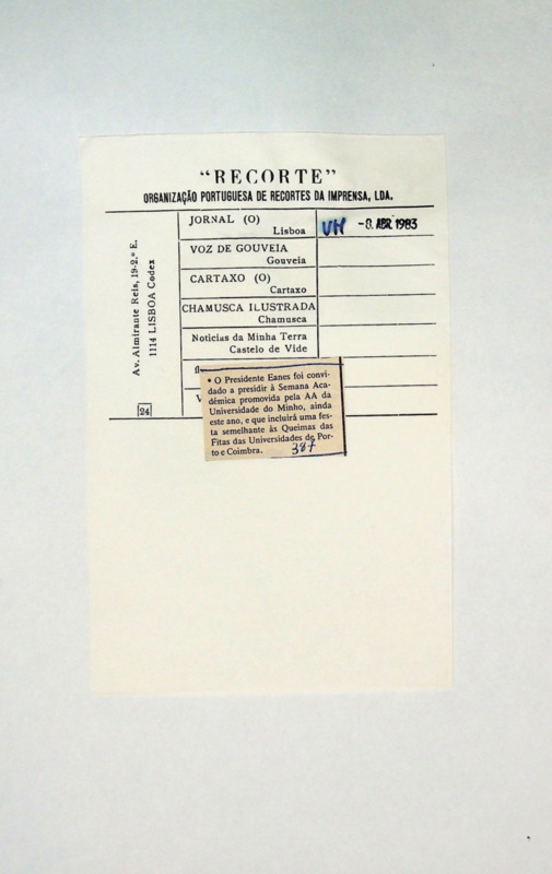  O presidente Eanes foi convidado a presidir à Semana Académica (…) 