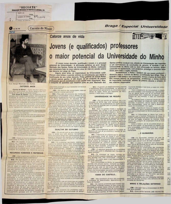  Catorze anos de vida: jovens (e qualificados) professores o maior potencial da Universidade do Minho 