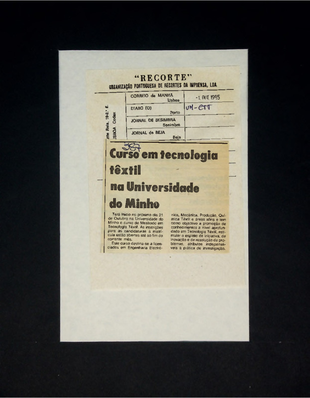  Curso em tecnologia têxtil na Universidade do Minho 