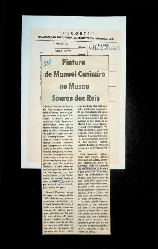  Pintura de Manuel Casimiro no Soares dos Reis 