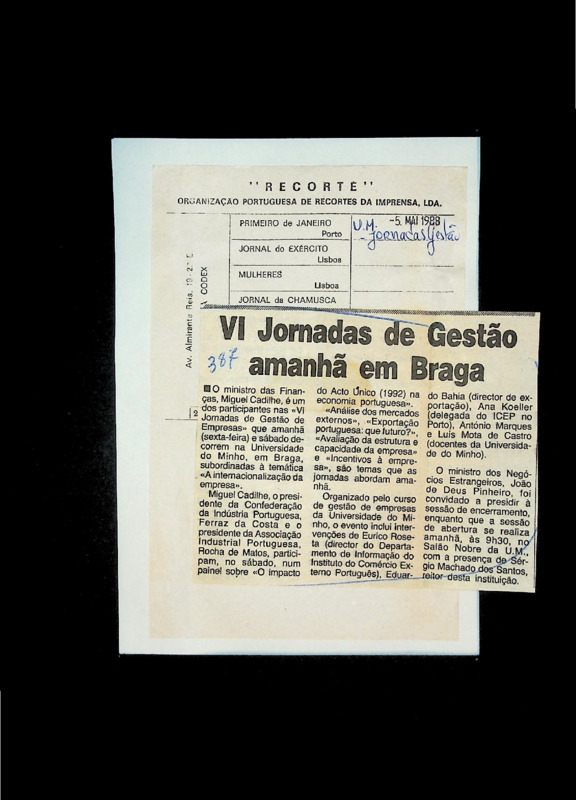  VI Jornadas de Gestão amanhã em Braga 