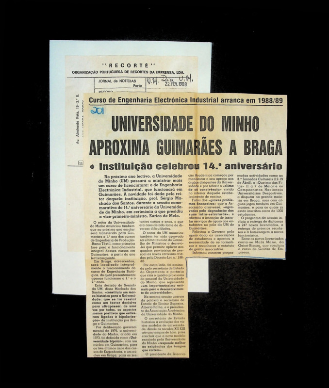  Curso de Engenharia Electrónica Industrial arranca em 1988/89: Universidade do Minho aproxima Guimarães a Braga: instituição celebrou 14º aniversário 