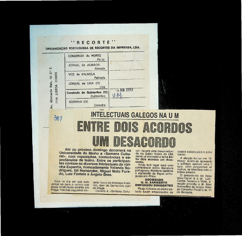  Intelectuais Galegos na UM: entre dois acordos um desacordo 