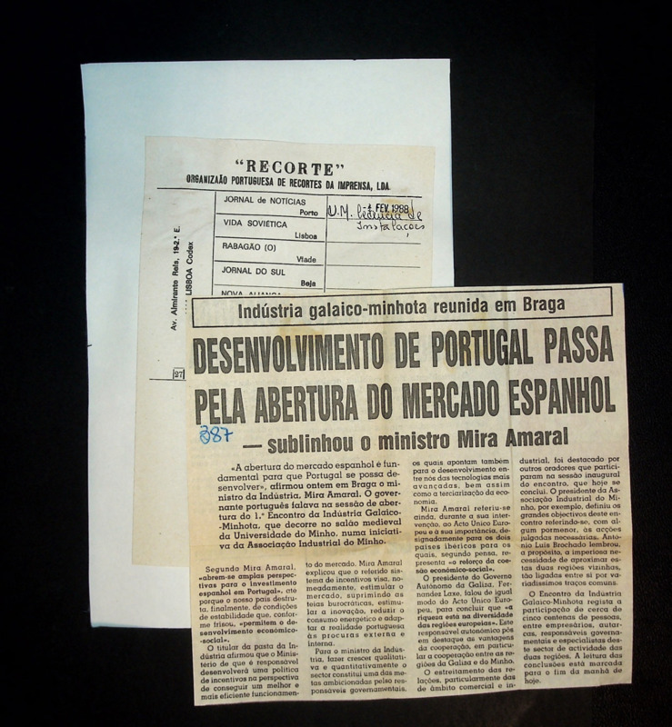  Indústria galaico-minhota reunida em Braga: desenvolvimento em Portugal passa pela abertura do mercado espanhol - sublinhou o ministro Mira Amaral 
