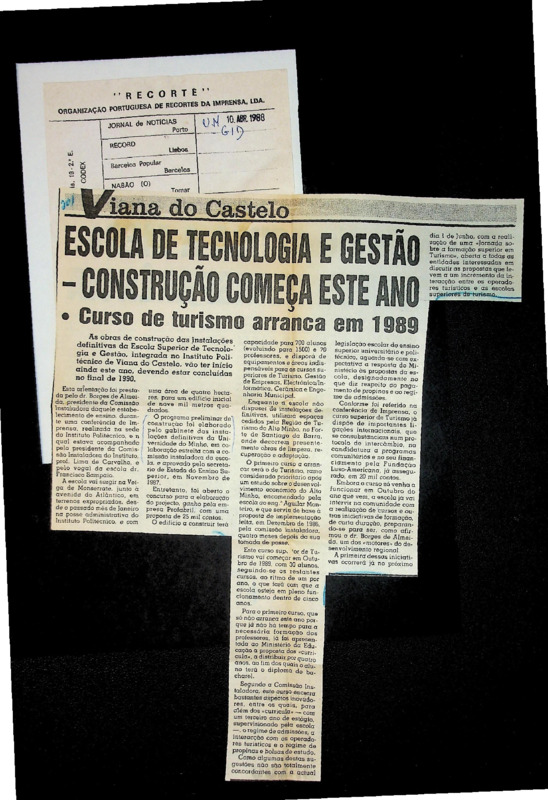  Escola de tecnologia e gestão – construção começa este ano: curso de turismo arranca em 1989 